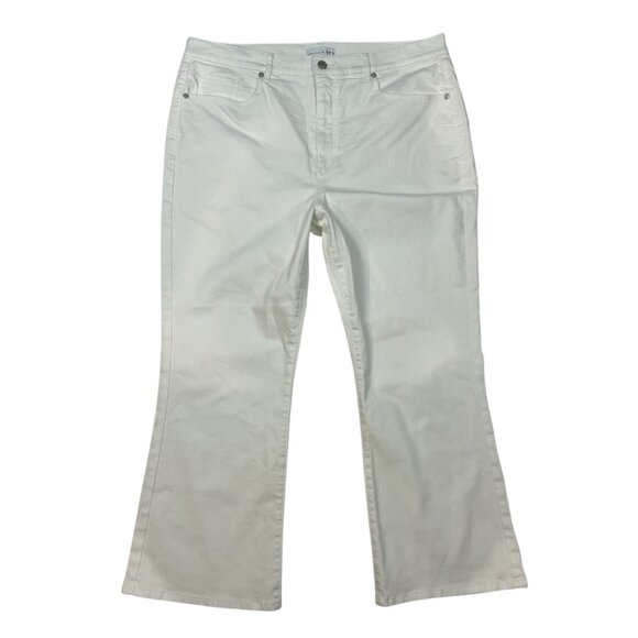 LOFT High Rise The Kick Crop Jeans Size 33/16 White Denim Bootcut Ankle 763039 - Picture 3 of 10